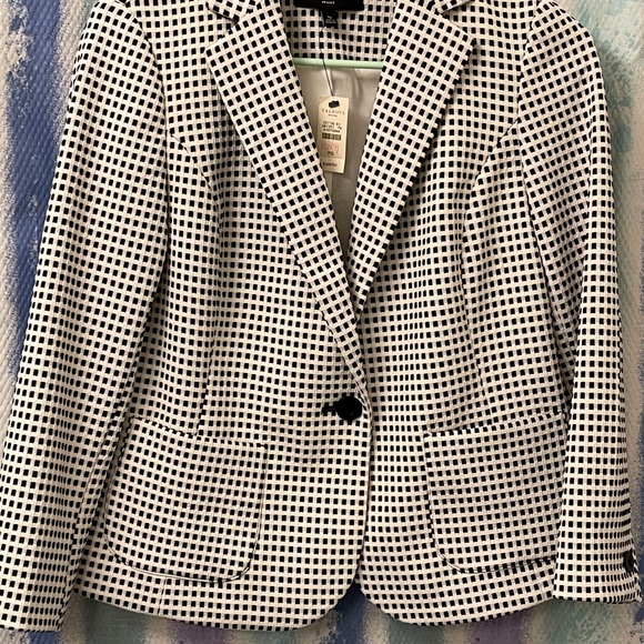 NWT black&white checked Talbots blazer - Picture 3 of 8